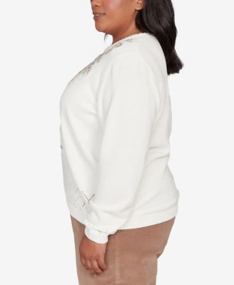 Plus Size Vienna Floral Embroidered Chenille Sweater