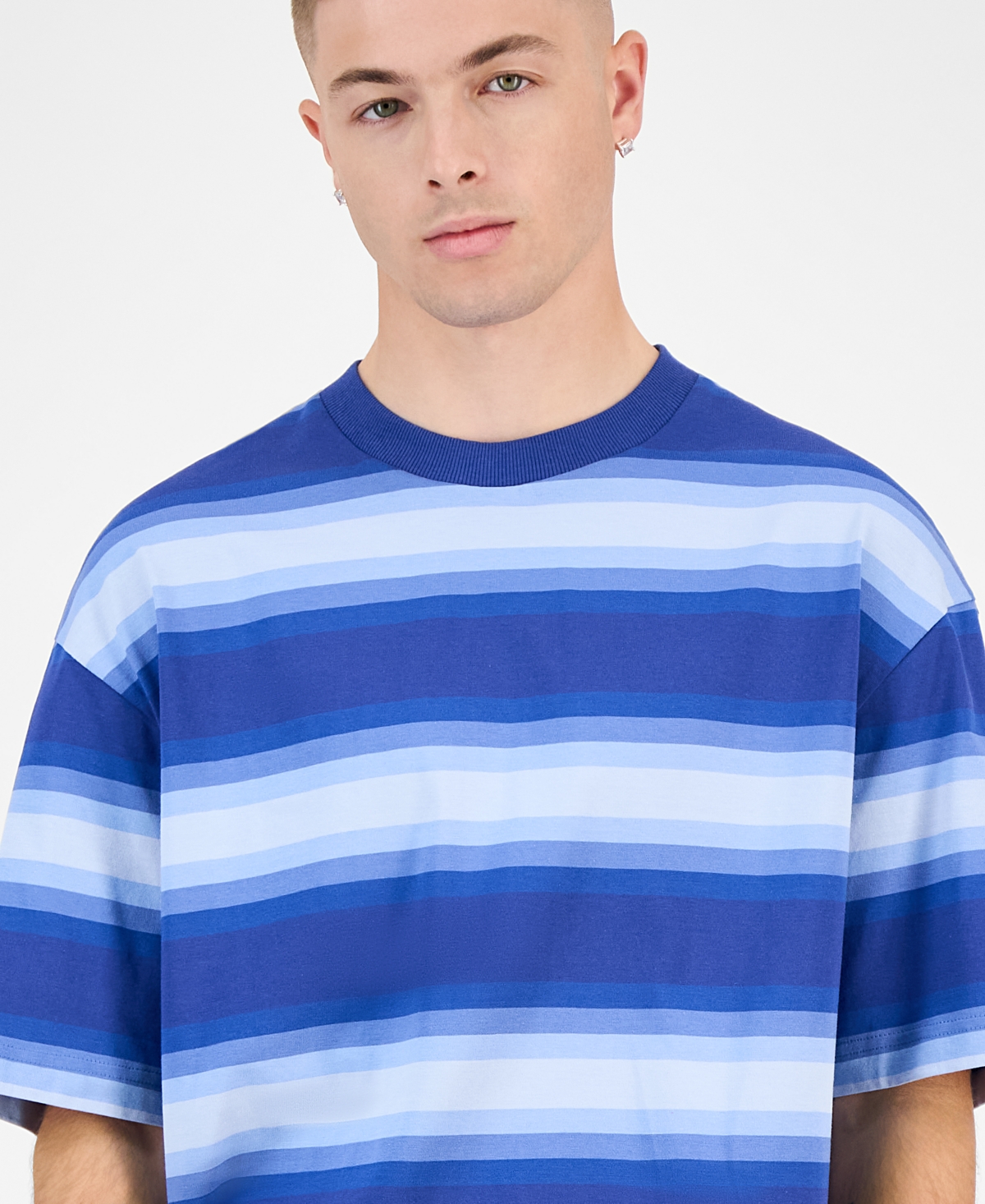 Hugo Boss Men's Cotton Nisote Striped Crewneck T-Shirt