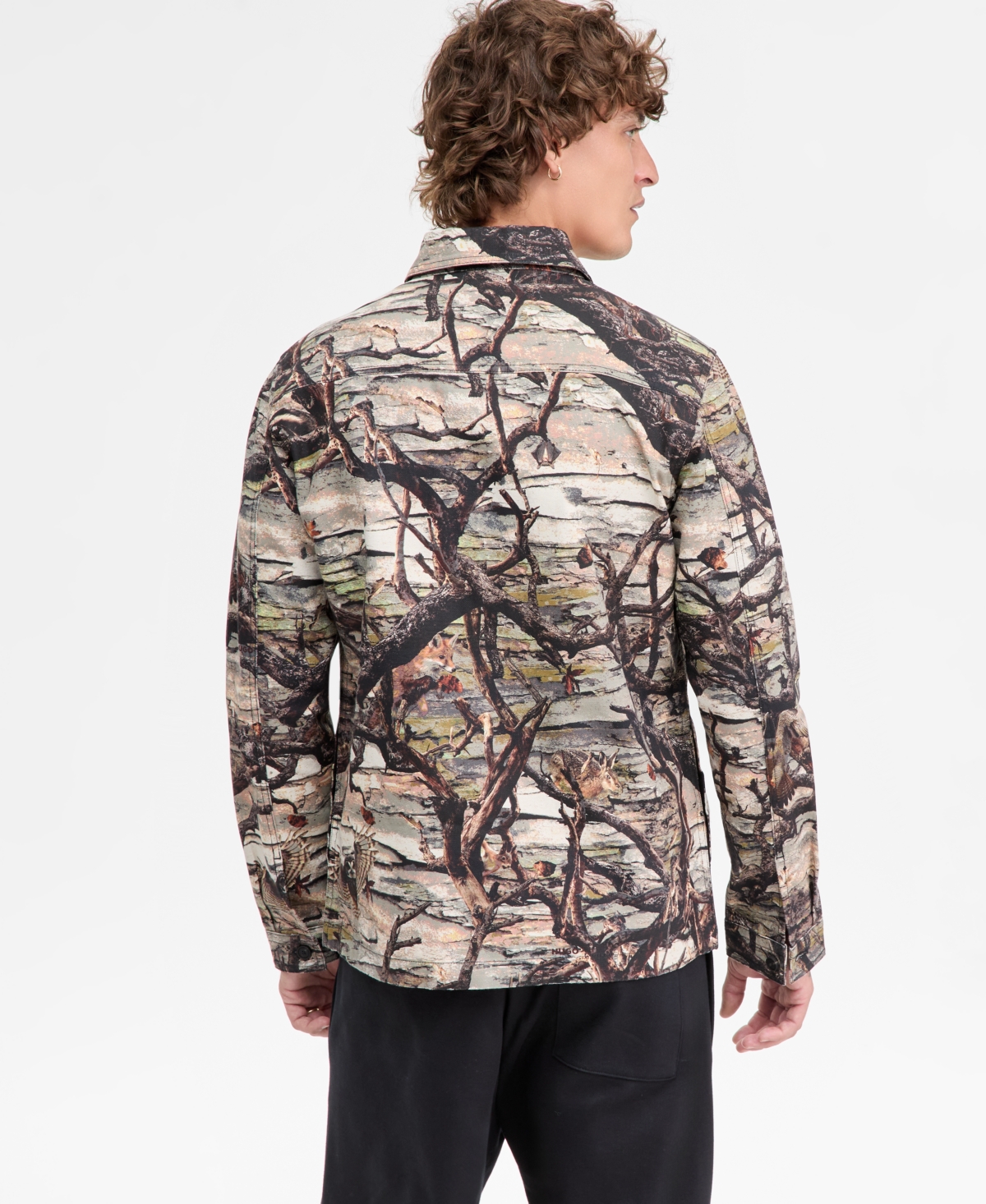 Hugo Boss Epoldo Long Sleeve Owl Print Button-Front Shirt-Jacket