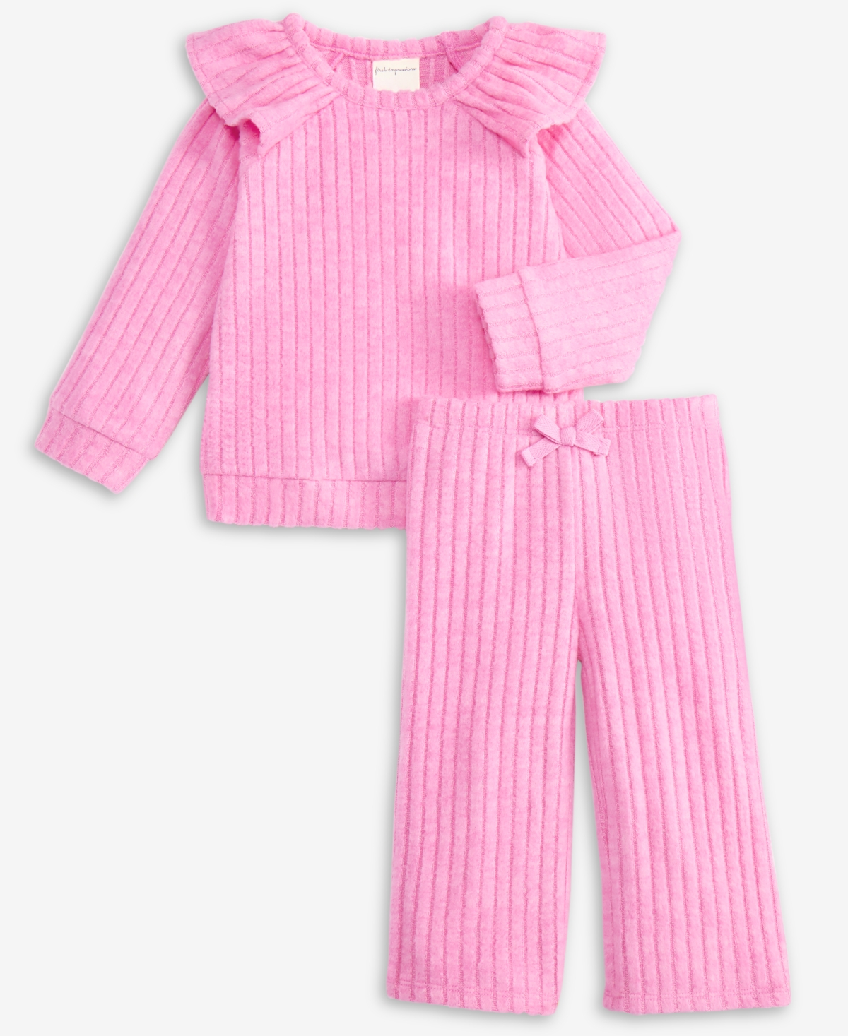 First Impressions Baby Girls 2-Pc. Wide Rib Soft and Cozy Top & Pants Set, Macy's Exclusive