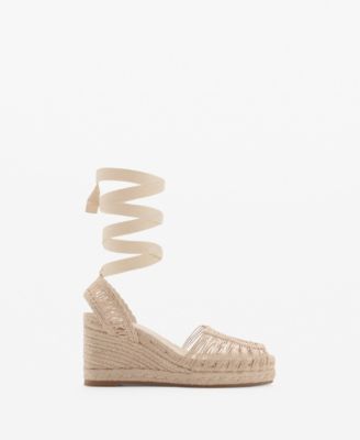 MANGO - Women's Strappy Jute Wedges