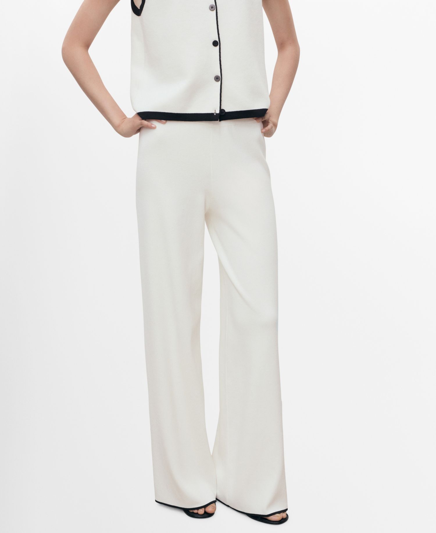 Women's Contrasting Low-Rise Knitted Pants