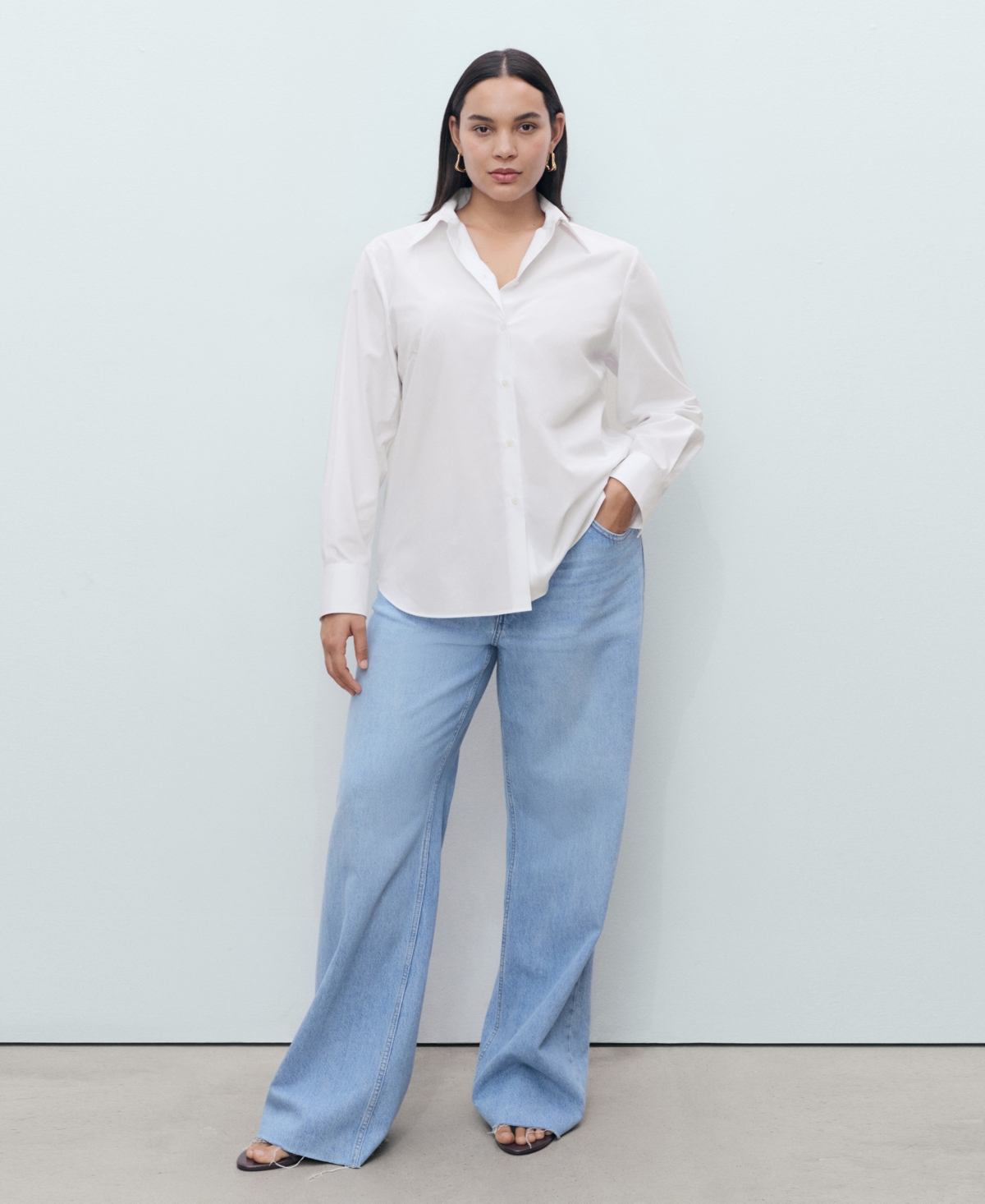 Mango Regular Fit Woven Shirt In White