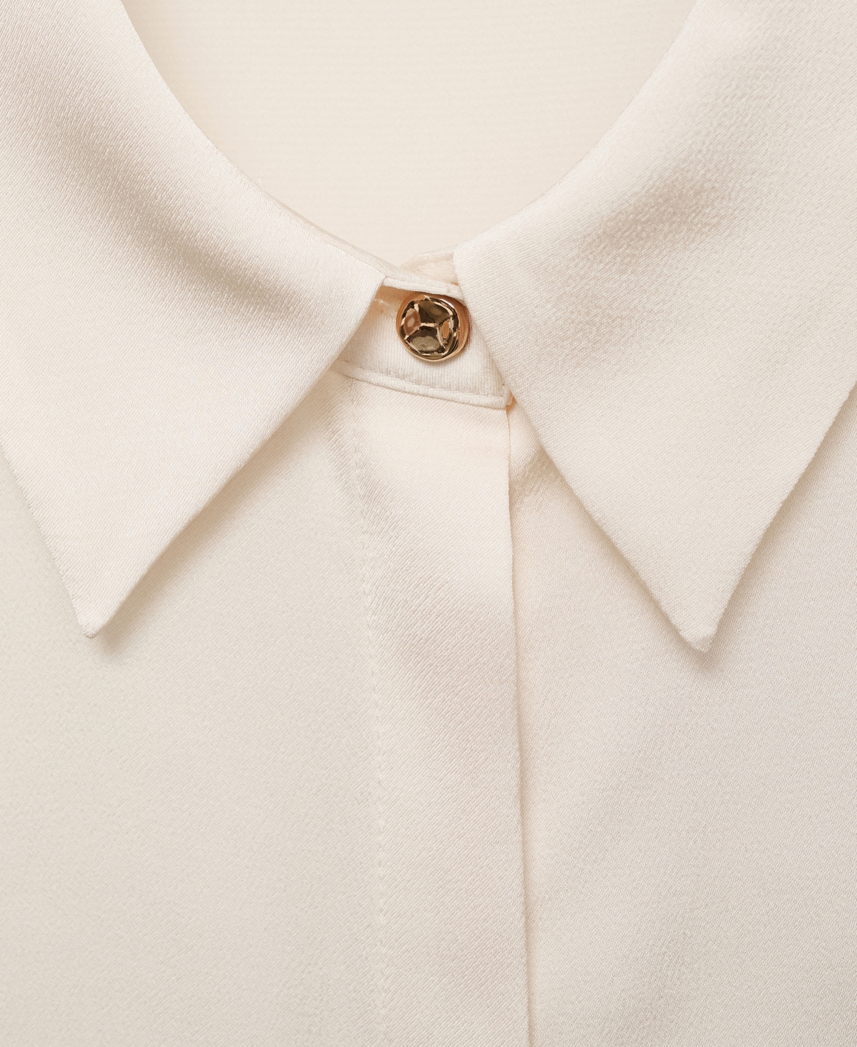 Mango Flowy Satin Shirt In Neutral