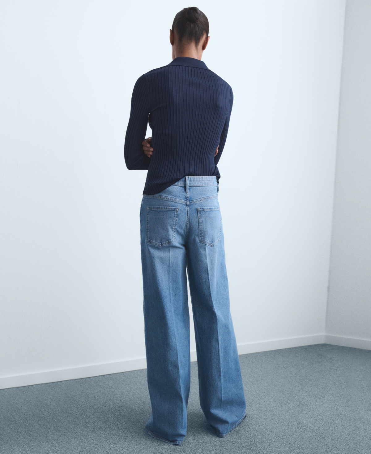 Mango Women's High-waisted Wide-leg Jeans In Blue