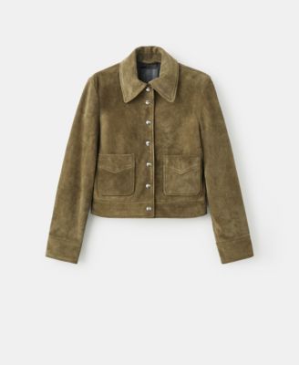 Women's Buttons Suede Leather Jacket