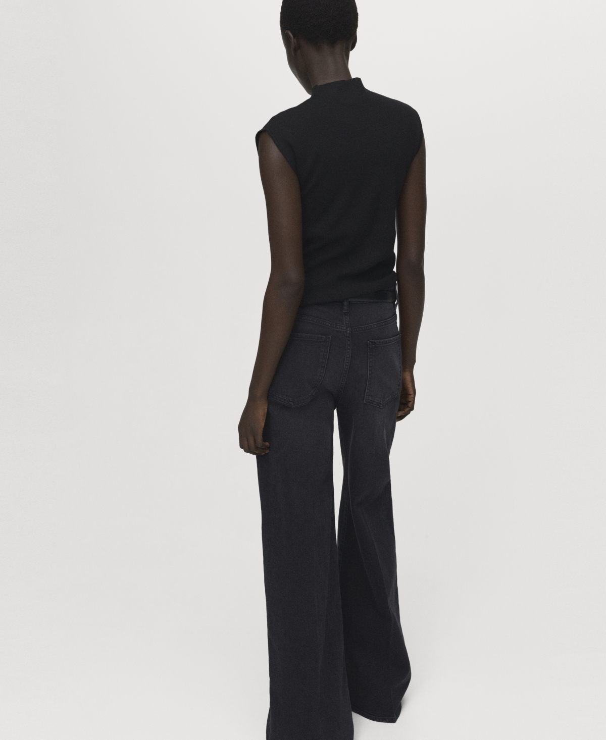 Mango Perkins Knit Sleeveless Top In Black