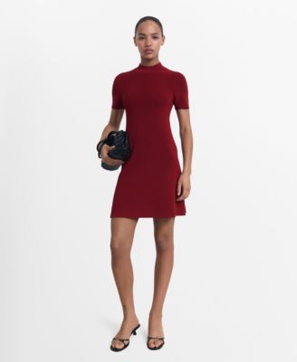 MANGO - Women's Perkins-Neck Knitted Dress