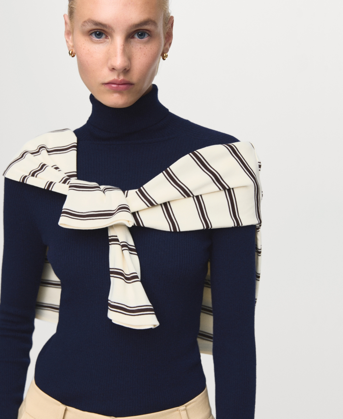 Mango Women's Turtleneck Wool Sweater In Blue