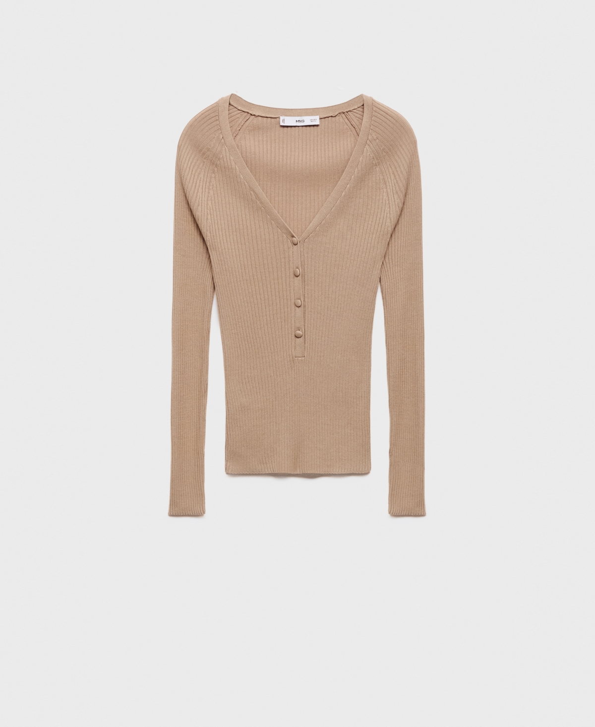 Mango Women's V-neck Ribbed Knit Sweater In Neutral