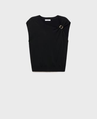 Women's Metallic Detail Short-Sleeved Sweater