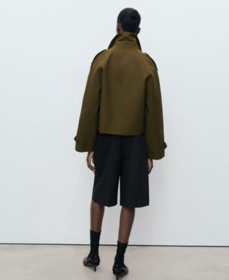 Women's Oversized Short Double-Breasted Trench Coat