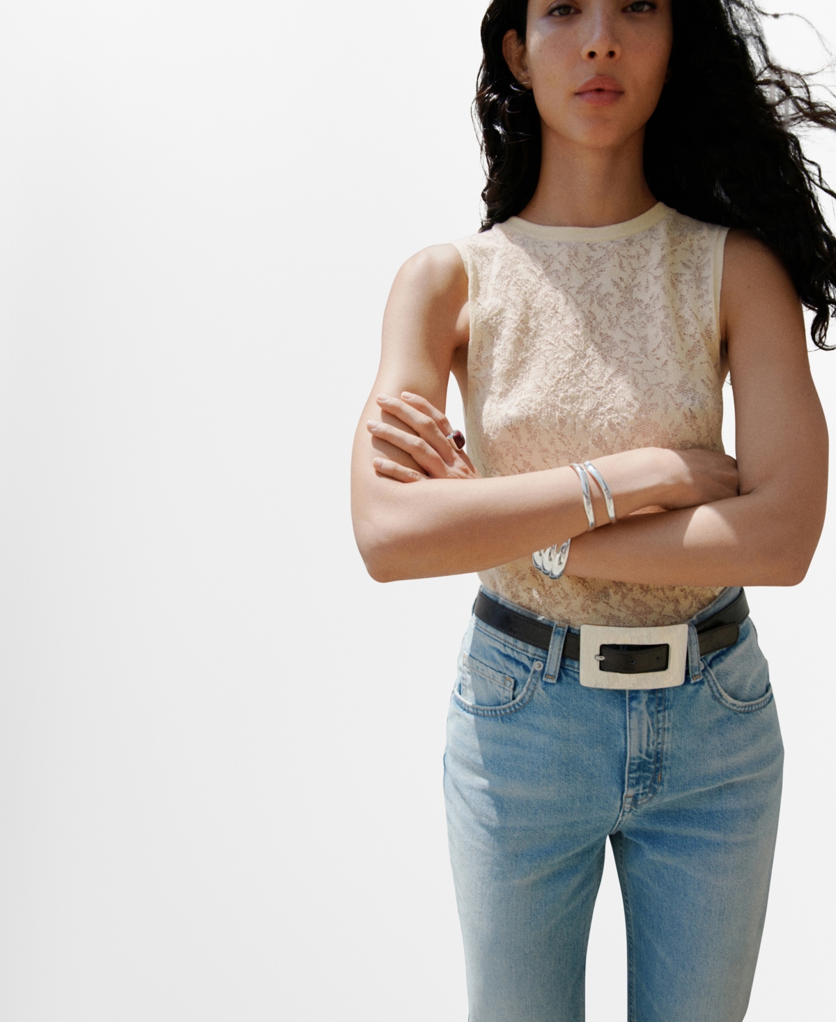 Mango Women's Openwork Knit Top In Neutral