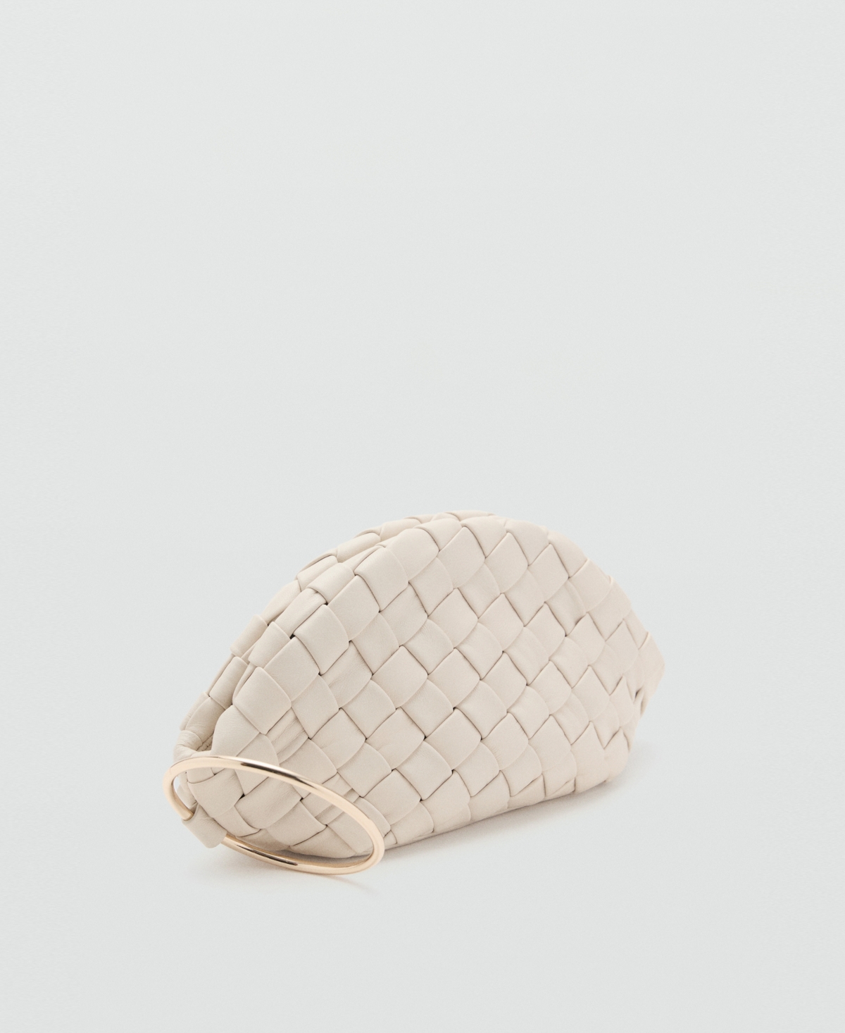 Mango Women's Braided Leather Clutch Bag In White