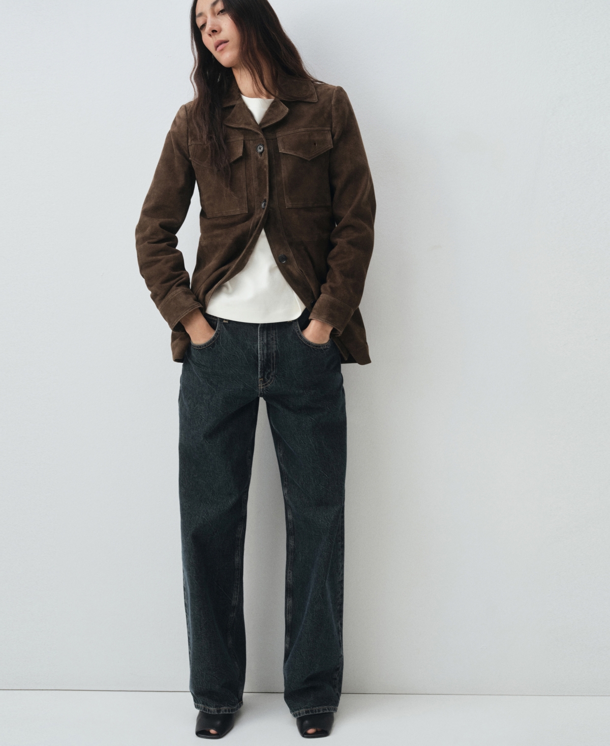 Mango Women's Suede Pockets Jacket In Brown