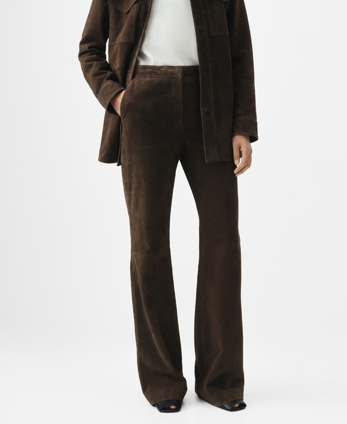 Mango Women's Suede Flare Pants