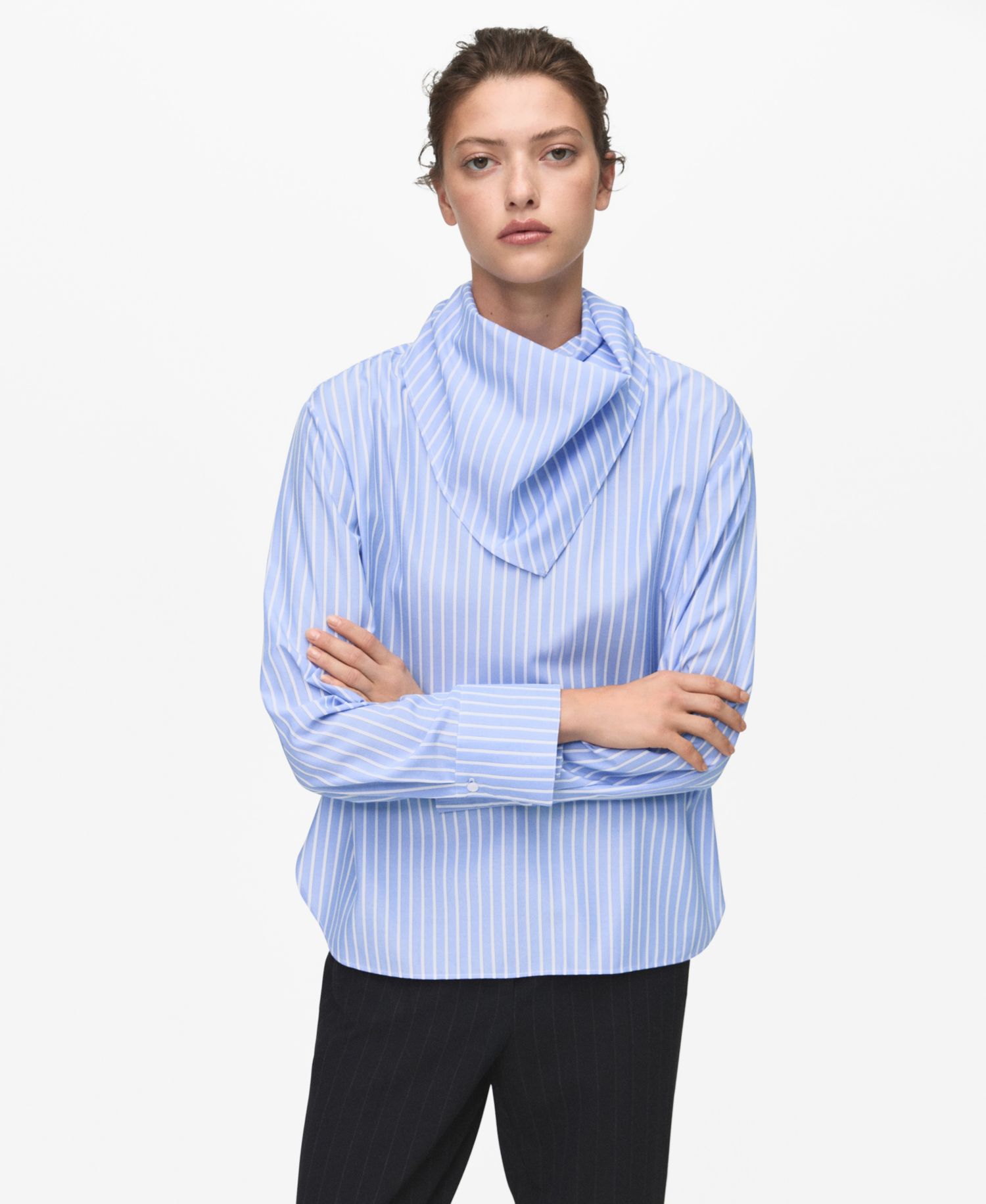 Women's Handkerchief Detail Striped Blouse