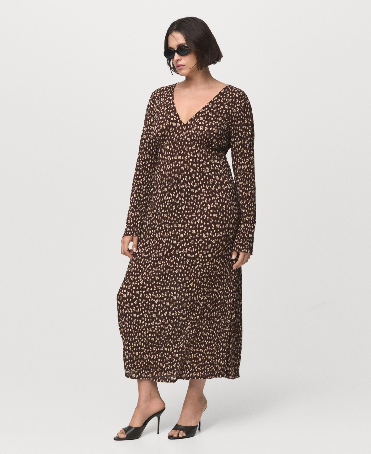 Mango Women's Printed V-Neck Dress