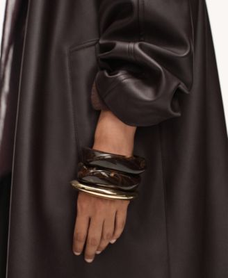 Women's Long Leather-Effect Trench Coat