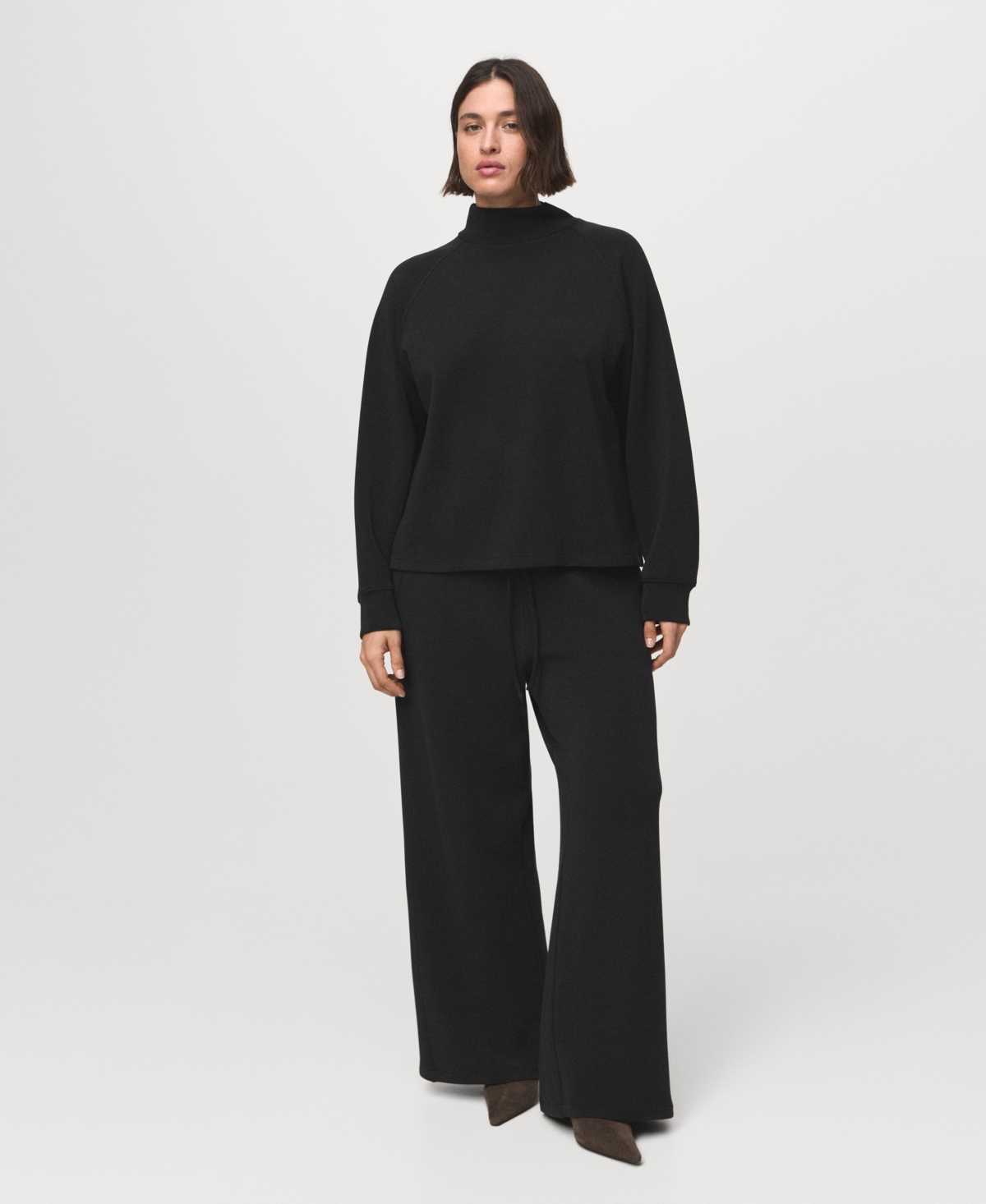 Mango Women's High Collar Sweatshirt In Black