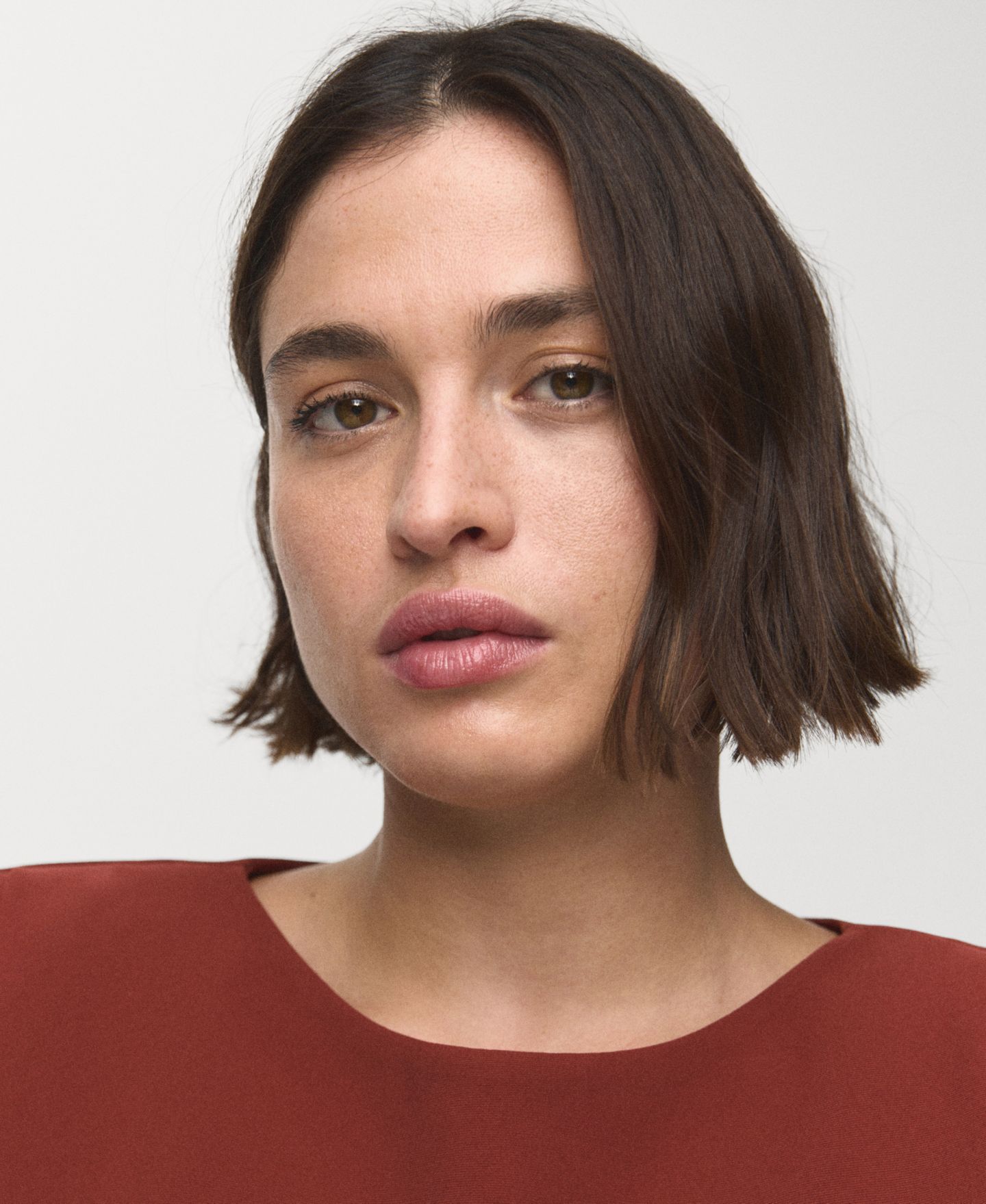 Женская блузка Mango Shoulder Pads Ruched, цвет: Оранжевый — фото 5