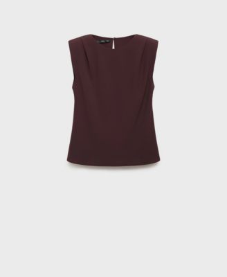 Women's Shoulder Pads Ruched Blouse