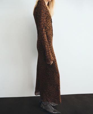 Women's Long Sleeve Leopard Print Dress