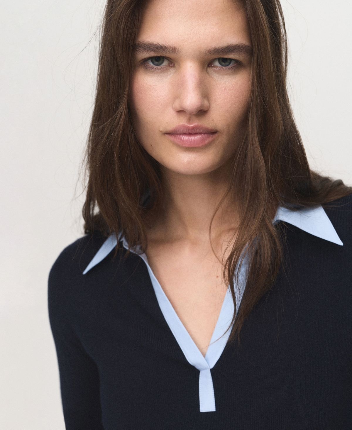 Mango Women's Combined Shirt-collar Sweater In Blue