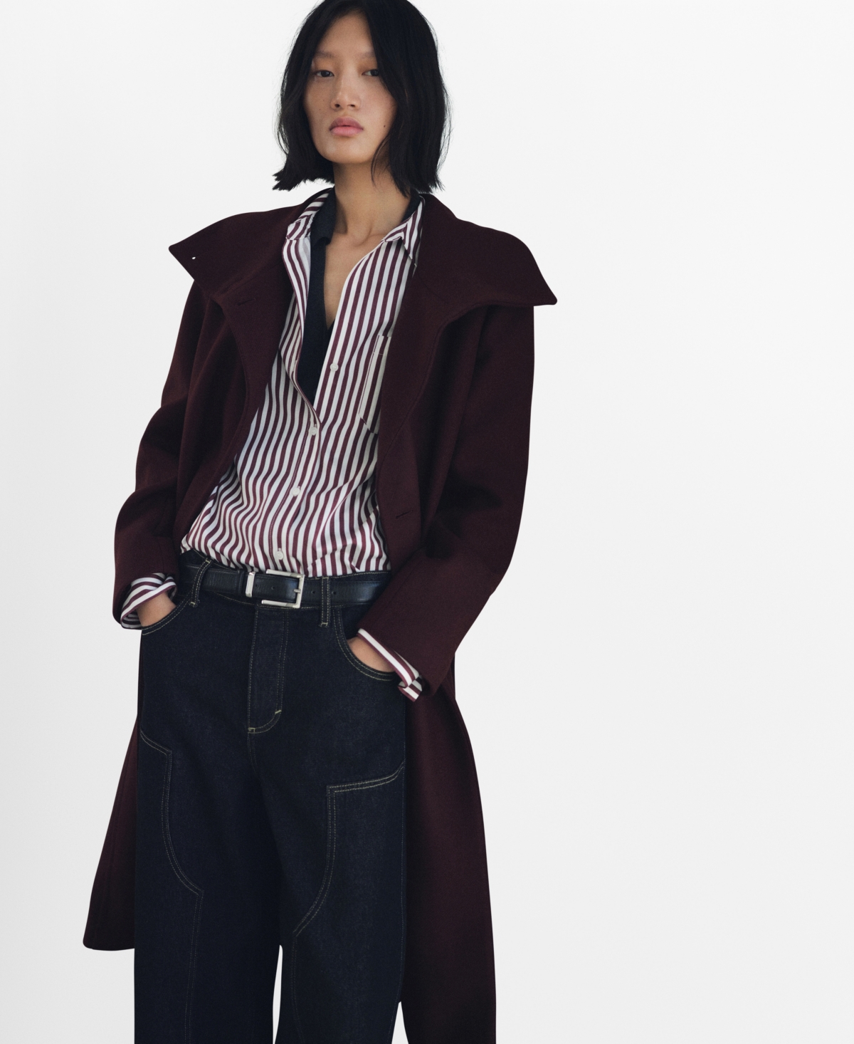 Mango Women's Virgin Wool Chimney Collar Coat In Brown