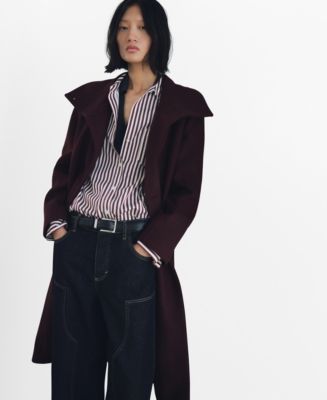 MANGO Women's Virgin Wool Chimney Collar Coat - Macy's