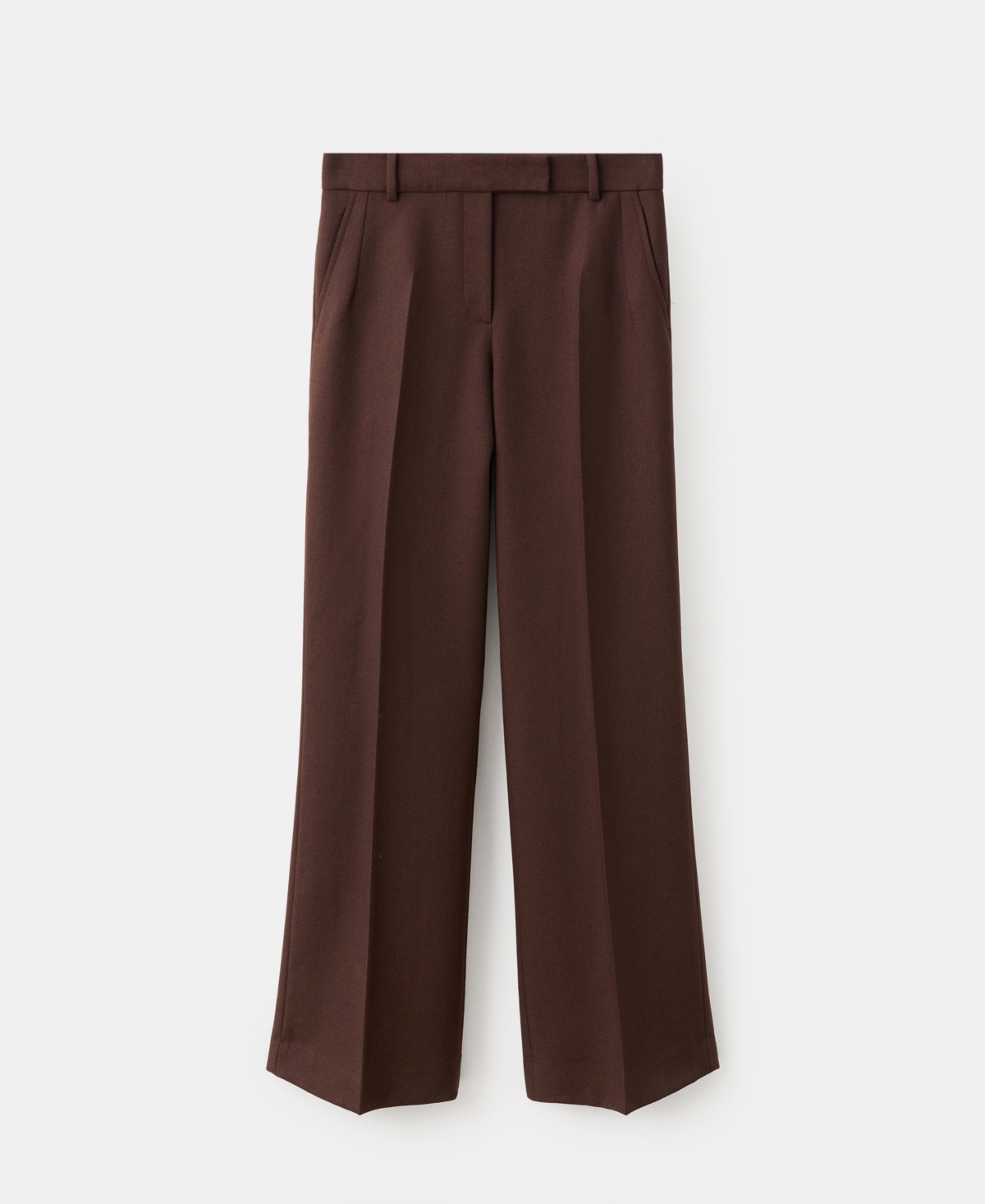 Mango Pleat Front Straight Leg Wool Pants In Brown