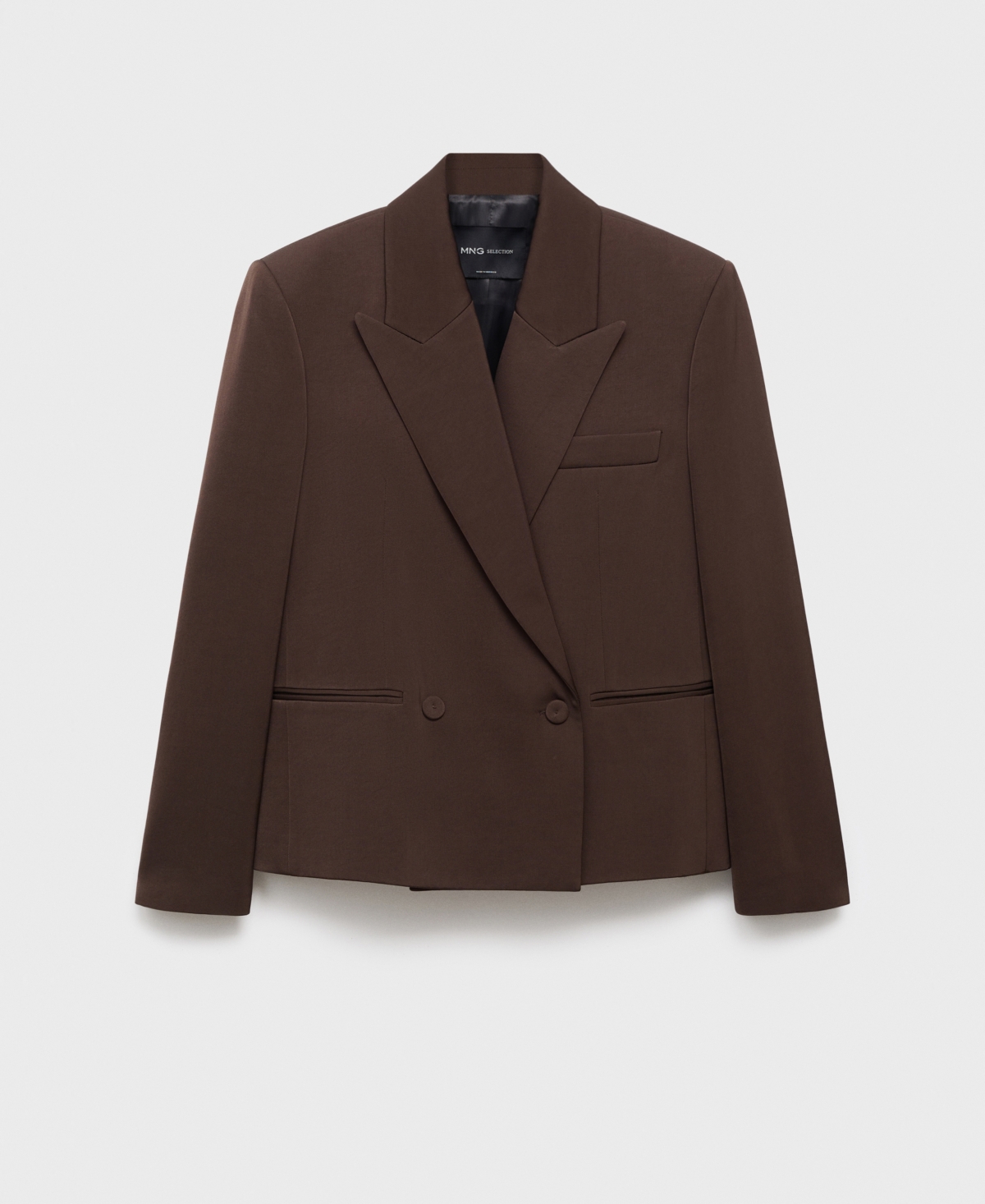 Mango Double Breasted Suit Blazer In Brown