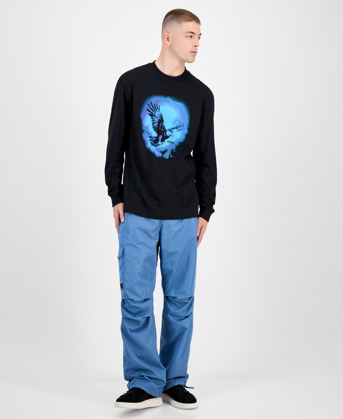 Hugo Boss Men's Cotton Nagtox Long-Sleeve Crewneck Graphic T-Shirt
