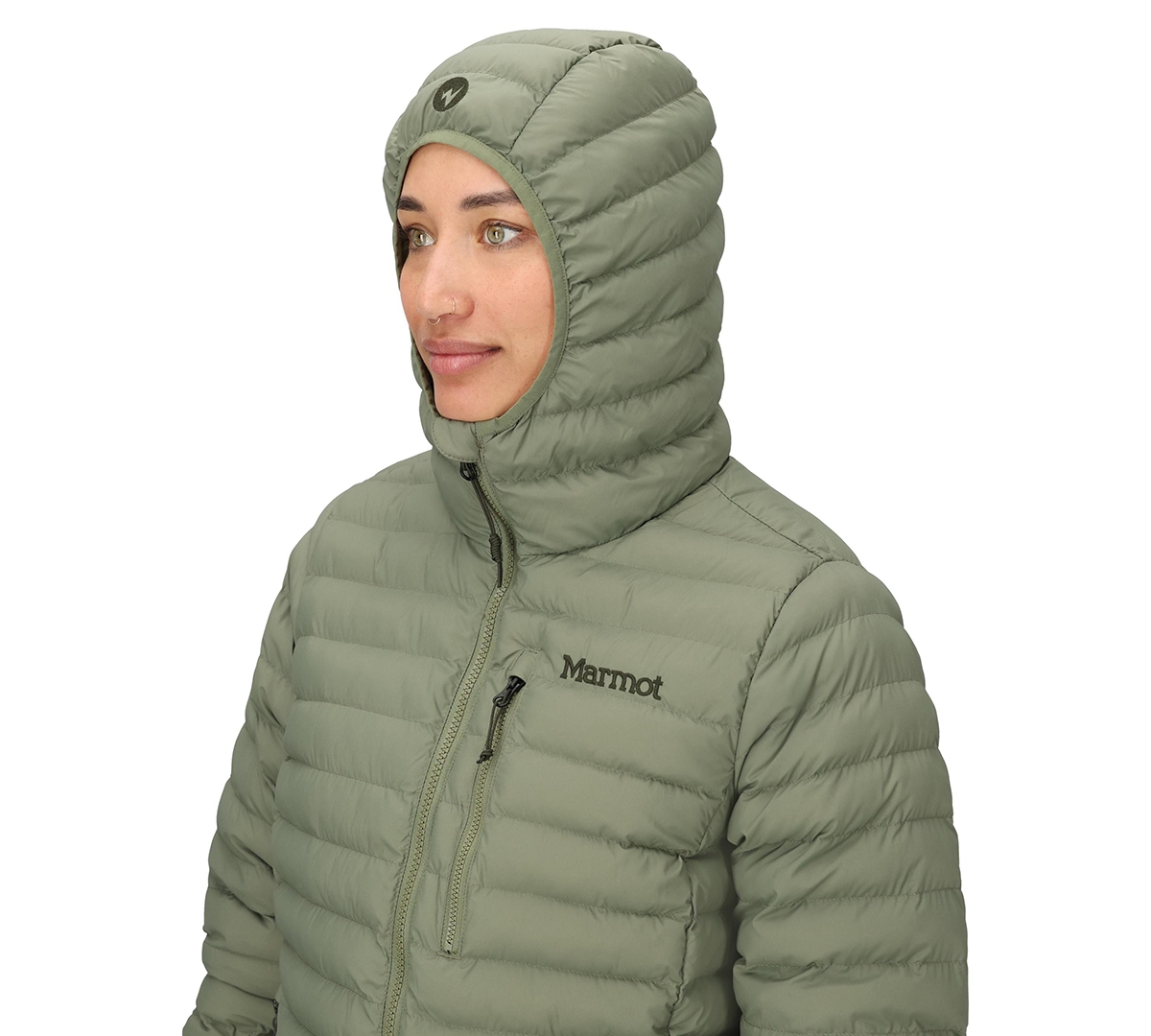 Marmot Women's Echo Featherless Hooded Long Jacket In Green