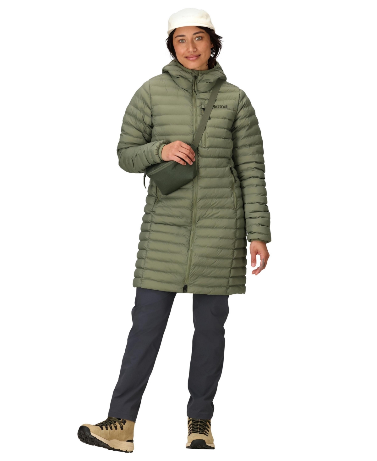 Marmot Women's Echo Featherless Hooded Long Jacket In Green