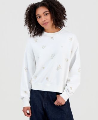 Driftwood - Women's Embellished Embroidered Cotton Crewneck Sweatshirt