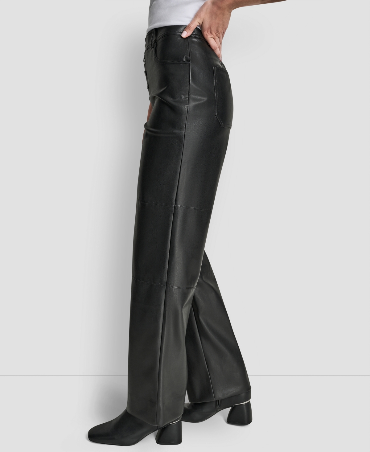 Dkny Women's Seamed Straight-fit Pants In Black