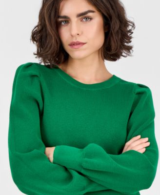 Women's High-Crewneck Long-Puff-Sleeve Sweater 