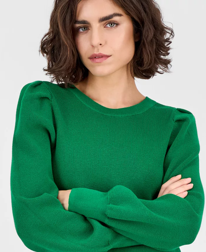 AK Anne Klein Petite Puff-Sleeve Crewneck Sweater - thumbnail 2