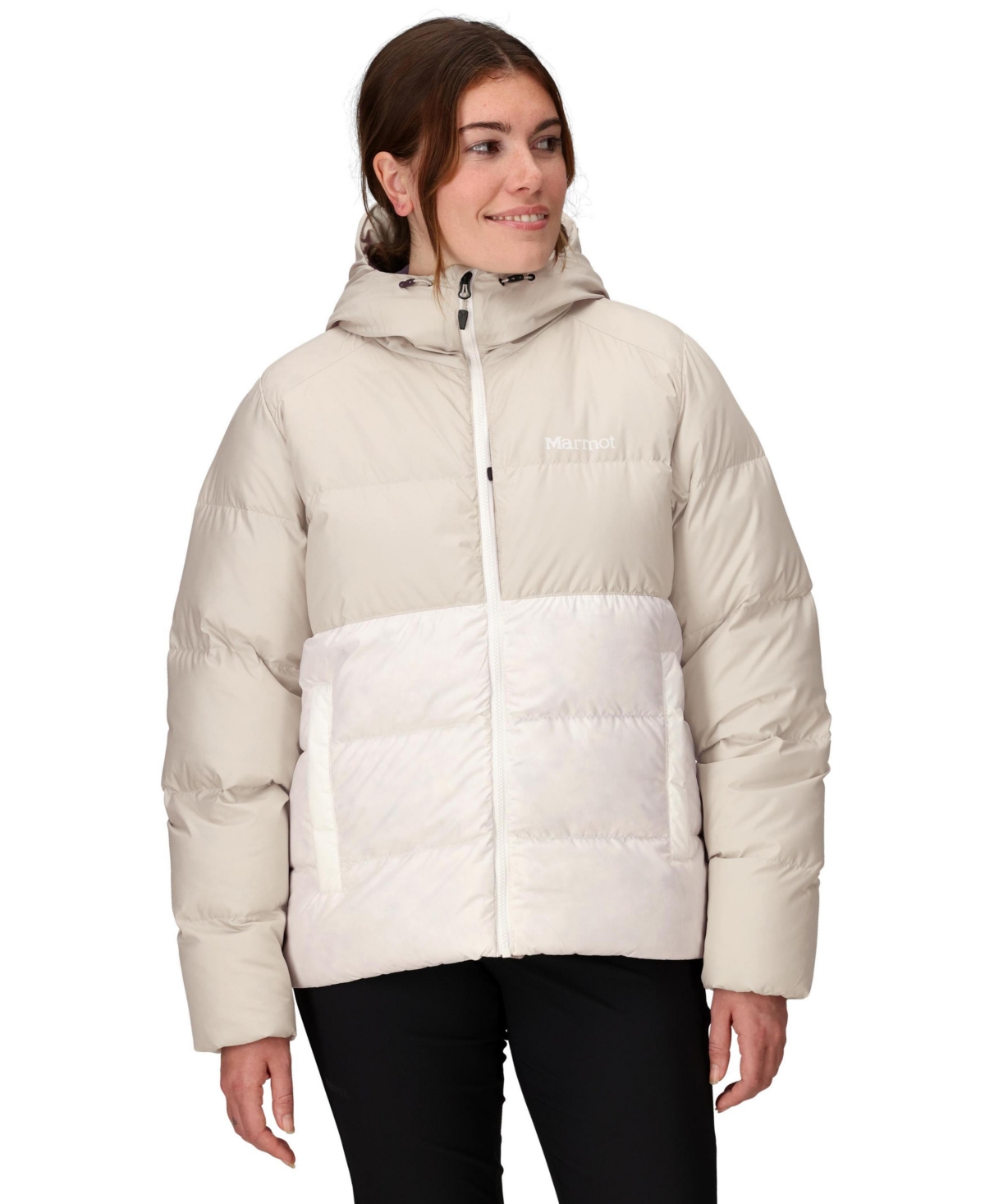 Marmot Women's Guides Big-baffled Puffer Hooded Jacket In White