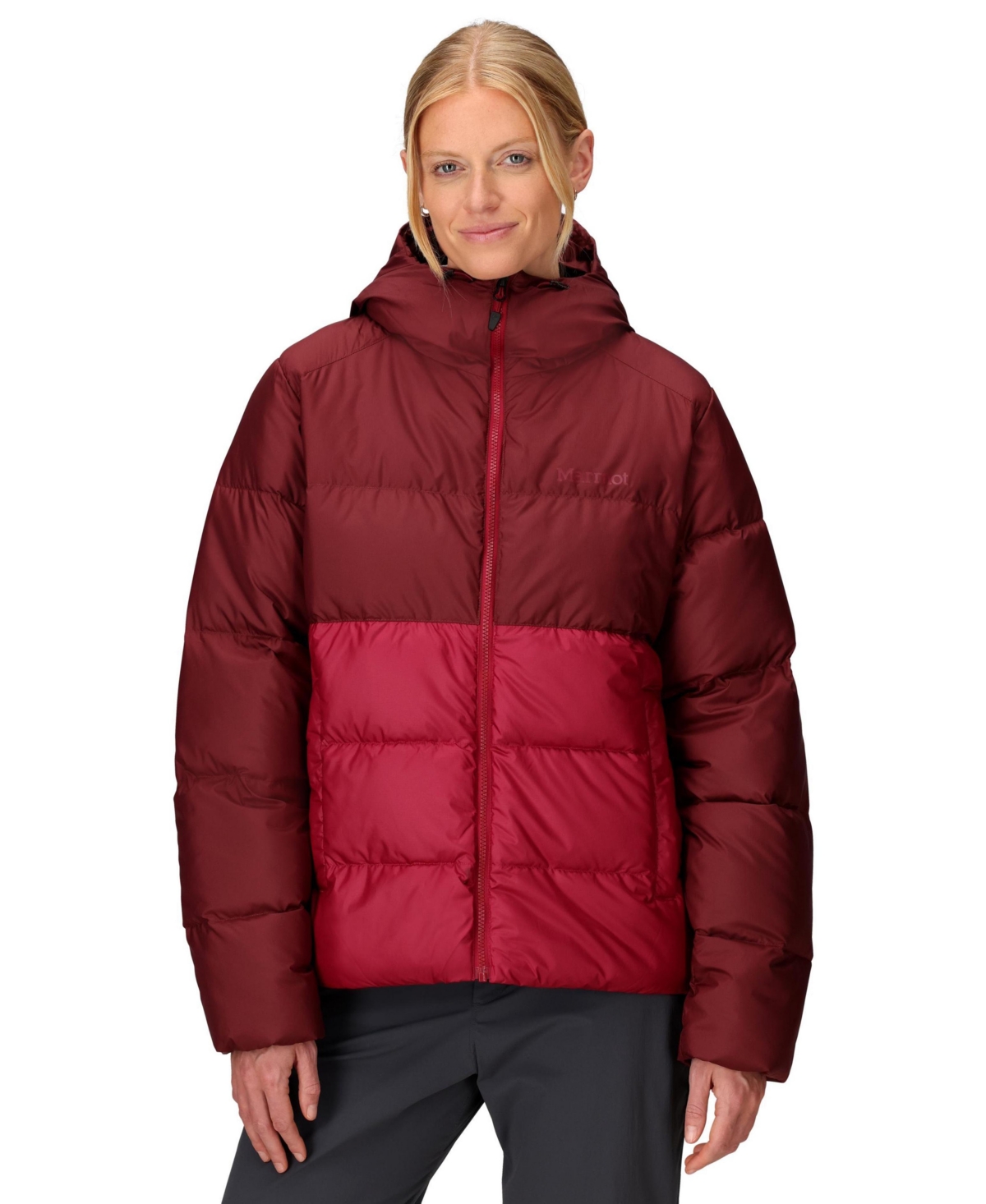 Marmot Women's Guides Big-baffled Puffer Hooded Jacket In Brown