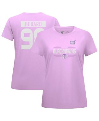 LevelWear - Women's Connor Bedard Lavender Chicago Blackhawks Hockey Fights Cancer Anthem Name Number T-Shirt