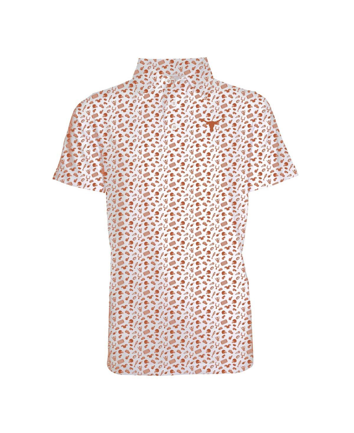 Garb Big Boys And Girls Burnt Orange Texas Longhorns Tom Allover Print Performance Polo Shirt In White