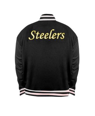 Men's Black/Silver Pittsburgh Steelers Big Tall Throwback Reversible Full-Zip Jacket