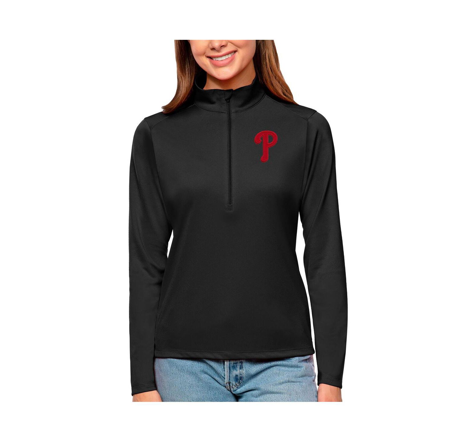 Women's Black Philadelphia Phillies Tribute Quarter-Zip Pullover Sweatshirt