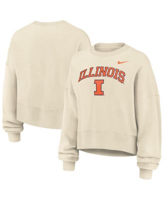 Nike - Women's Natural Illinois Fighting Illini Phoenix Fleece Oversized Cropped Sweatshirt