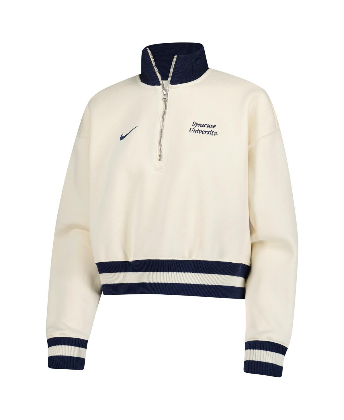 Nike Women's Natural Syracuse Orange Phoenix Fleece Half-zip Sweatshirt In White