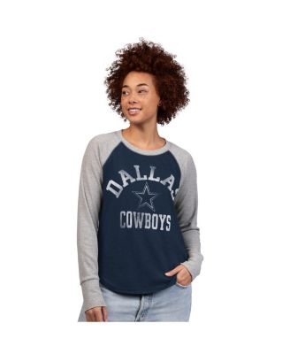 G-III 4Her by Carl Banks - Women's Navy/Gray Dallas Cowboys Waffle Knit Raglan Long-Sleeve T-Shirt