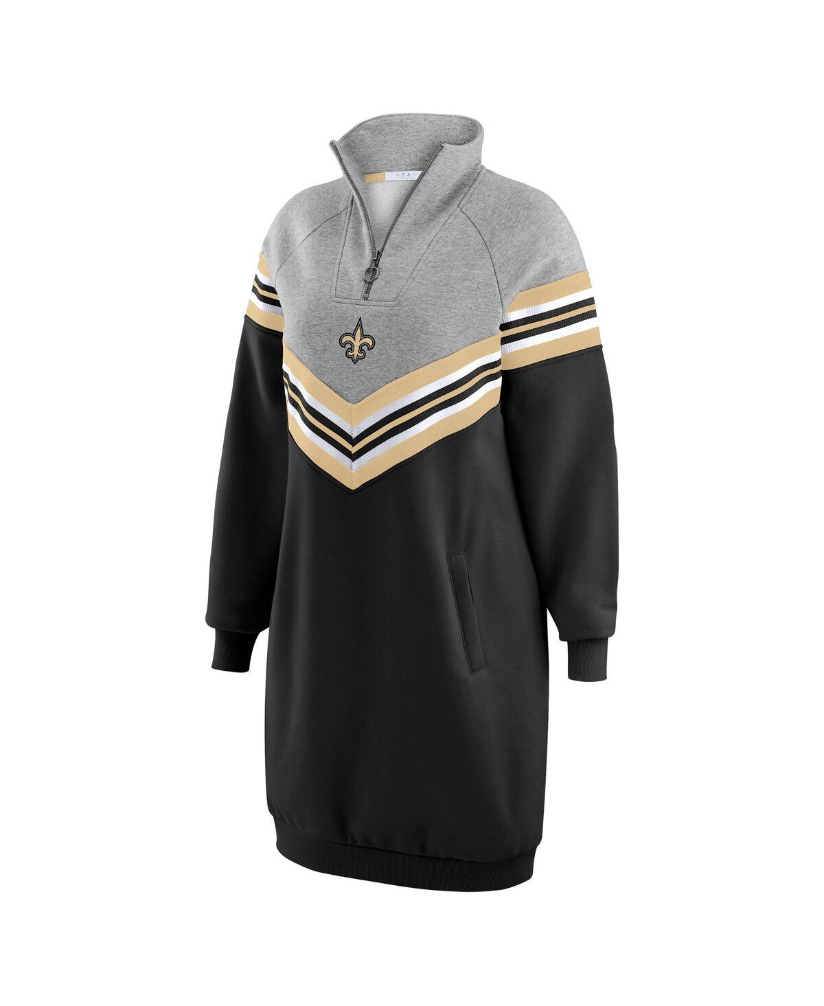 Wear By Erin Andrews Women's Black/heather Gray New Orleans Saints Chevron Stripe Dress In Multi