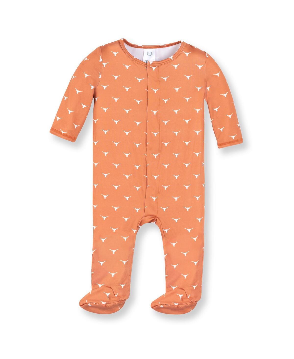 Zoozatz Baby Boys And Girls Texas Orange Texas Longhorns Magnetic Closure Sleeper In Orange